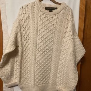 INIS Crafts 100% wool  cable knit chunky English country side sweater Sz L